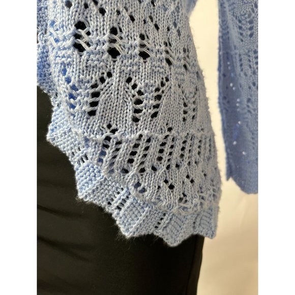 White Stag Knit Sweater Size 10 Love You Blue Acrylic Open Weave - Picture 2 of 16